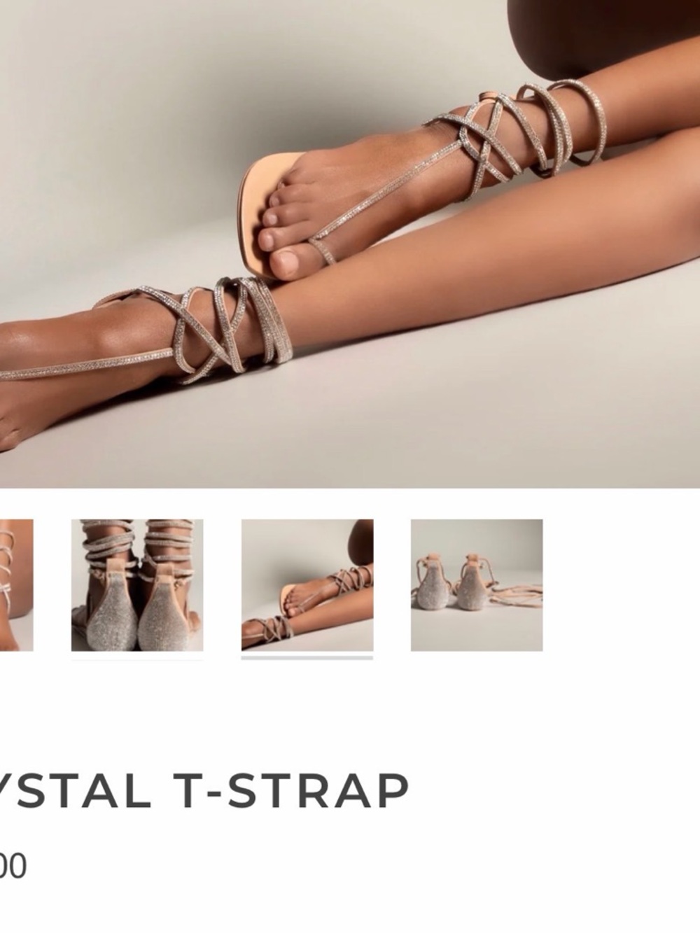 Crystal Lace-Up Gladiator Sandals in Nude - Picture 2 of 6